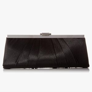NWOT Jessica McClintock Blaire Black Satin Clutch with Chain Strap